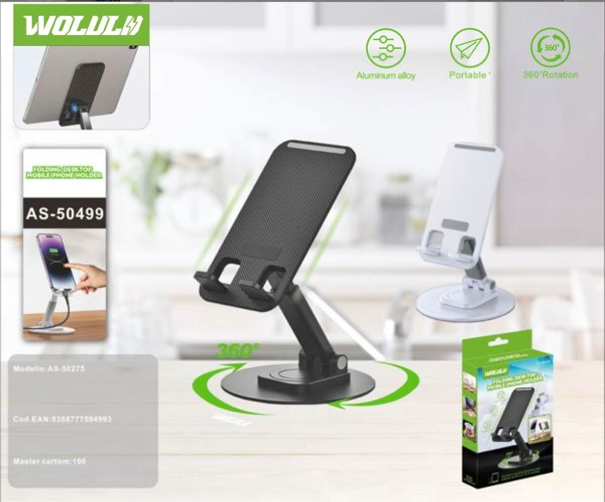 Supporto da scrivania pieghevole per smartphone