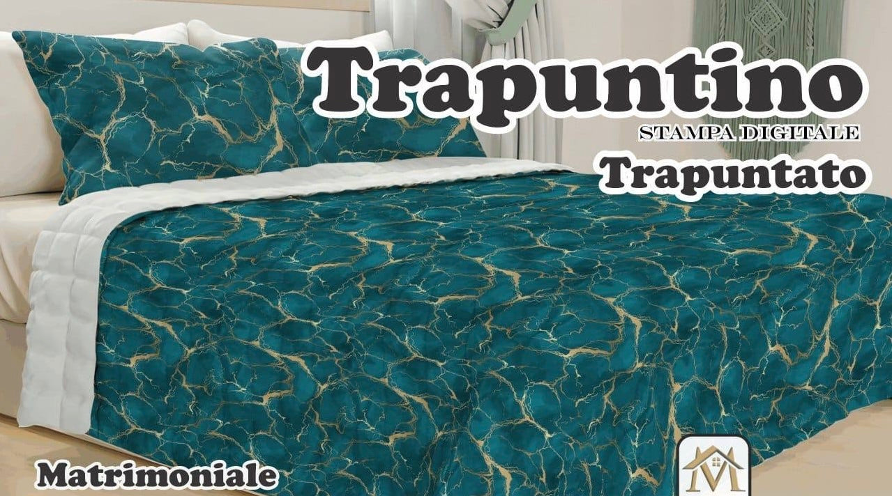 Trapuntino Matrimoniale  270x260  cm.
Stampa Digitale, Trapuntato.Microfibra anallergica,  100%poliestere.Prodotto in Italia da Master's House.