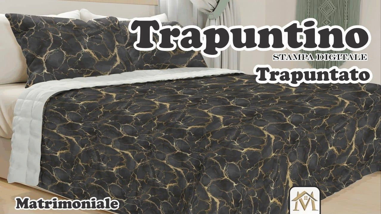 Trapuntino Matrimoniale  270x260  cm.
Stampa Digitale, Trapuntato.Microfibra anallergica,  100%poliestere.Prodotto in Italia da Master's House.