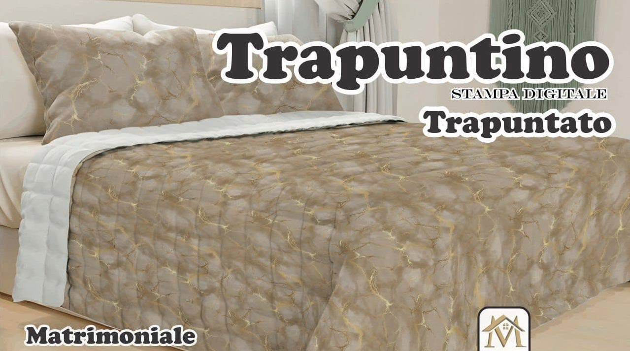 Trapuntino Matrimoniale  270x260  cm.
Stampa Digitale, Trapuntato.Microfibra anallergica,  100%poliestere.Prodotto in Italia da Master's House.