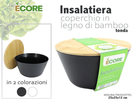 Insalatiera coperchio in legno di bambù