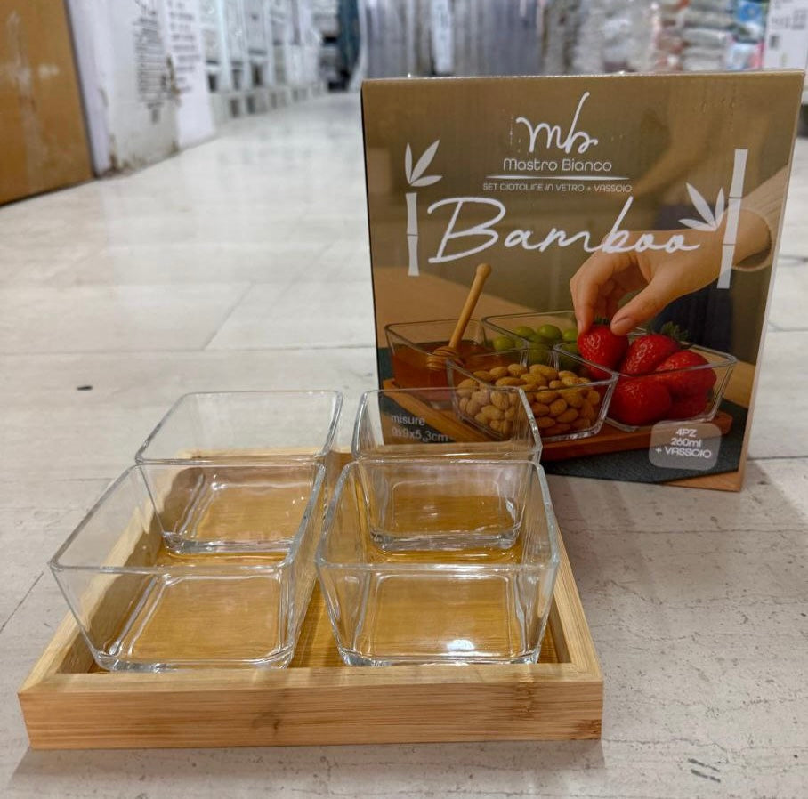 Box per aperitivi con vassoio in bambù