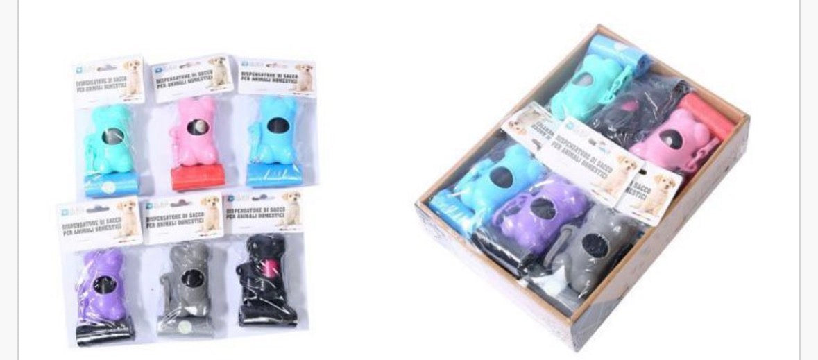 Dispenser per mettere i sacchetti per i cani