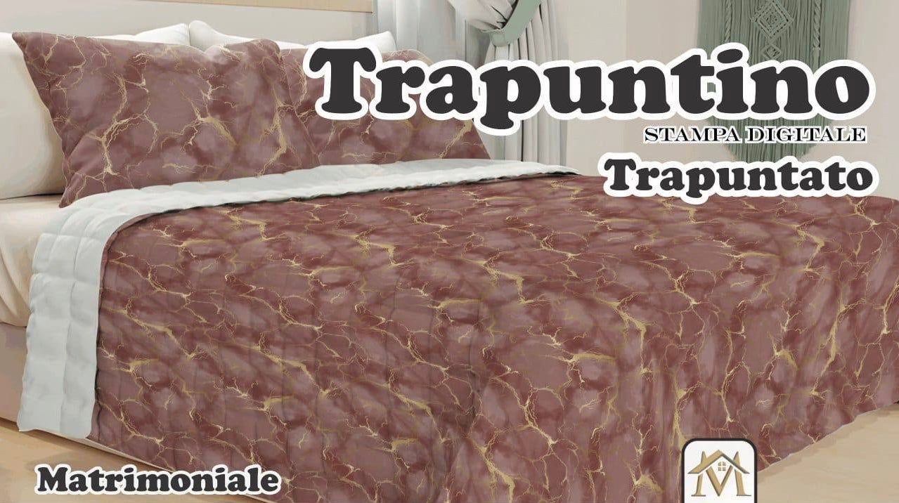 Trapuntino Matrimoniale  270x260  cm.
Stampa Digitale, Trapuntato.Microfibra anallergica,  100%poliestere.Prodotto in Italia da Master's House.