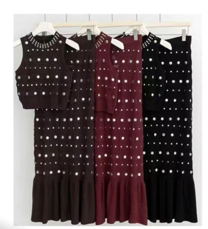 Coordinato top e gonna brillantinato