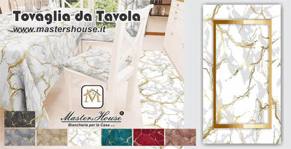 Tovaglia da tavola in effetto marmo 6 posti e 12 posti