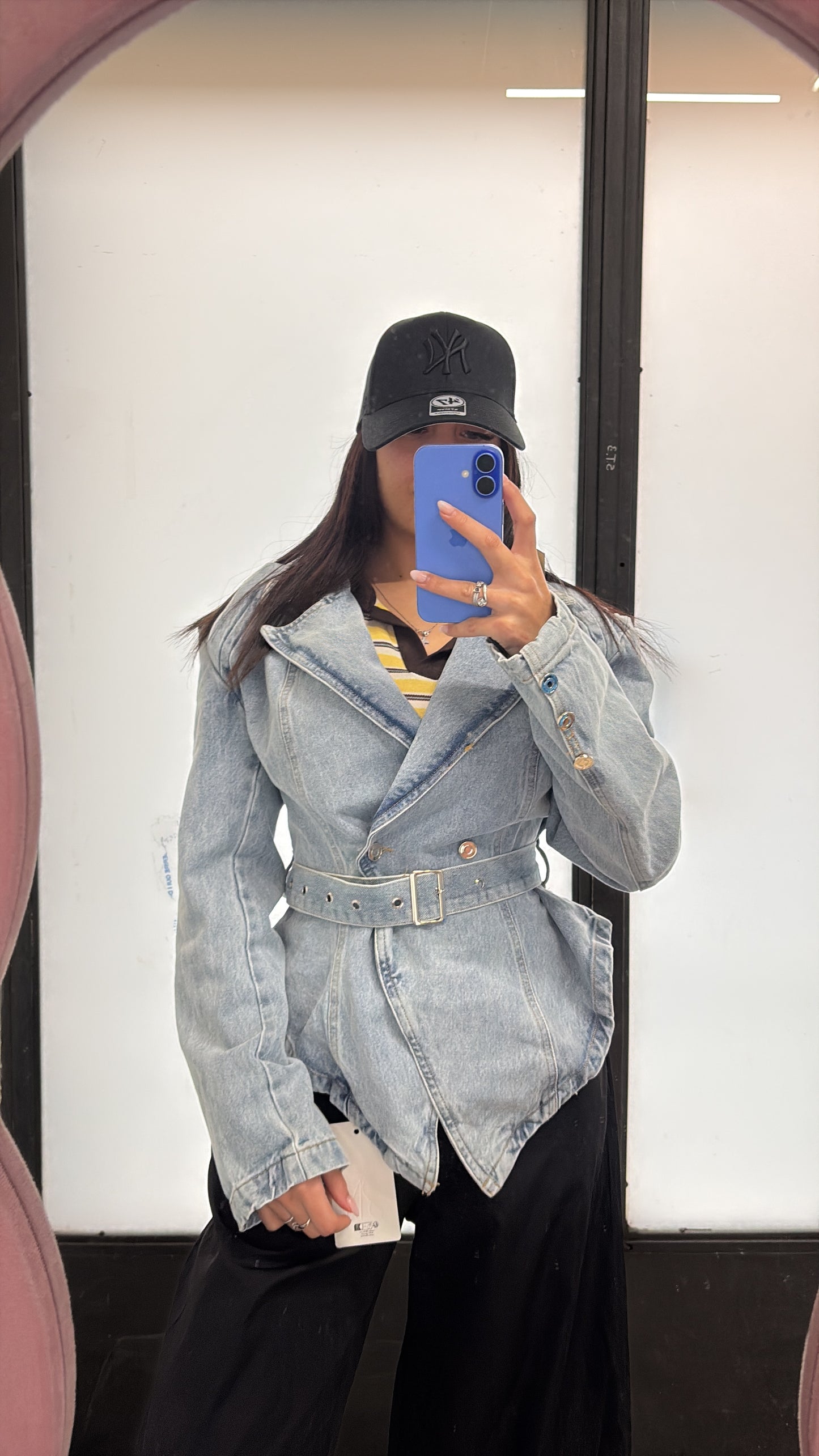 Giacca denim oversize con cintura!