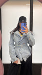 Giacca denim oversize con cintura!